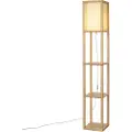 QAZQA Moderne gulvlampe træ med beige skærm - Stojan