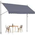 Vevor 157 x 47" terrassemarkise, udtrækkelig, markise med manuelt håndsving, udendørs terrassemarkise, justerbar højde fra 86 til 122 tommer, til terrasse/altan/have, mørkegrå