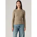 Levi's Levi'stil kvinder. A0719-0037 Taupefarvet ribtrøje (L), Casual, Bomuld, Lange ærmer, Gråt