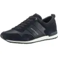 Tommy Hilfiger Tommy Hilfigertil mænd. FM0FM00924 Ikoniske lædersko med navyfarvede snørebånd (41), Sort, Fast, 1-3 cm, Blonder, Casual, Blå