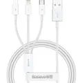 Baseus Quick Charge USB to M+L+C Superior Data 3.5A 0.5m (White)