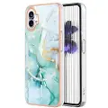 Mtp Products Marble Pattern Electroplated IMD Nothing Phone (1) TPU Cover - Grøn
