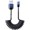 JOYROOM Krystalklart USB-kabel Spiral 3A USB til belysning 1,5 m - Svart