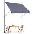 Vevor 232 x 112 cm terrassemarkise, udtrækkelig, markise med manuelt håndsving, udendørs terrassemarkise, justerbar højde fra 226 til 304 cm, til terrasse/altan/have, mørkegrå
