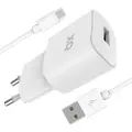 24hShop Freenet vægoplader med USB 12W + USB-kabel - hvid