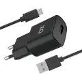 24hShop Freenet vægoplader med USB 12W + MicroUSB-kabel - Svart