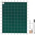 Vevor Pool sikkerhedsafdækning 18x38ft, Inground Pool Cover passer til 16x36 ft Pool, rektangel Inground Safety Pool Cover Green Mesh Solid Pool Safety Cover til Swimming Pool Winter Safety Cover