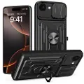 Mtp Products iPhone 16e Roterende Ring Hybrid Cover med Kameraskjold - Sort