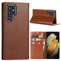Mtp Products Samsung Galaxy S22 Ultra 5G Læderpung med Stativ - Brun