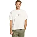 Pepe Jeans Pepe Jeanstil mænd. PM509785 Dickens T-shirt hvid (M), Casual, Bomuld, Korte ærmer, Bæredygtig
