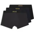 Hugo Boss BOSStil mænd. 50546764 Sæt 3 boxershorts med guldlogo (L), Sort, Afslappet, Bomuld, Blå