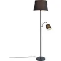 QAZQA Klassisk gulvlampe sort med sort skærm og læselampe - Retro