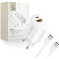 Tech-Protect NCA20 Dual-Port PD 20W/QC3.0-oplader med USB-C-kabel - hvid