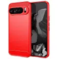 Mtp Products Google Pixel 9 Pro XL Børstet TPU Cover - Karbonfiber - Rød