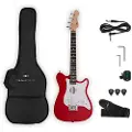 Gear4Music VISIONSTRING Mini Electric Guitar with In-Built Speaker Red