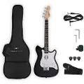 Gear4Music VISIONSTRING Mini Electric Guitar with In-Built Speaker Black