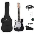 Gear4Music VISIONSTRING Mini Left-Handed Electric Guitar with In-Built Speaker Black