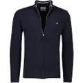 Gant Ganttil mænd. 87214 Cardigan i meget fin fåreuld med marineblå lynlås (L), Casual, Bomuld