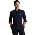 Ralph Lauren Polo Ralph Laurentil mænd. 710654408016 Ultralet marineblå piqué skjorte (M), Casual, Bomuld, Klassisk, Lange ærmer