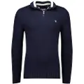 Superdry Superdrytil mænd. M6110706A Navy-trøje med lynlås og mao-krave (XXL), Casual, Bomuld, Blå