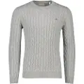 Gant Ganttil mænd. 8050601 Rundhalset trøje i grå, strikket bomuldsjersey (5XL), Casual