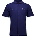 Superdry Superdrytil mænd. M4010986A Tekstureret kortærmet skjorte Merchant Store (L), Casual, Bomuld, Korte ærmer, Blå