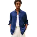 Tommy Hilfiger Tommy Hilfigertil mænd. MW0MW34602 Regular fit-skjorte i navyfarvet hør (S), Casual, Linned, Lange ærmer, Blå