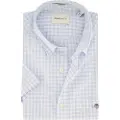 Gant Ganttil mænd. 3000121 Regular Fit kortærmet skjorte i lyseblå gingham poplin (M), Bomuld, Korte ærmer