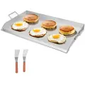 Vevor Rustfri Stål Stegeplade, 36x22 tommer Universal Flad Top Rektangulær Plade, Gas Grill Stegeplade til BBQ Grill, Teppanyaki, Bærbart Familie Køkkengrej med Håndtag, til Camping Tailgating Fest
