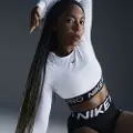 Nike Kort Nike Pro Dri-FIT-top med lange ærmer til kvinder - hvid