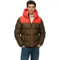 Superdry Superdrytil mænd. M5012281A Colourblock pufferjakke grå (S), Casual, Grøn, Polyester