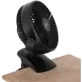 24hShop Genopladelig ventilator med klips - 3000 mAh, 360° rotation, USB-C-opladning - Svart