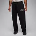 Jordan Oversized Jordan Brooklyn Fleece-bukser med åben kant til mænd - sort