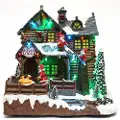 Wellhome Jule-rensdyrhytte Med Roterende Design Og Flerfarvede Led-lys 25.5x21x25 Cm