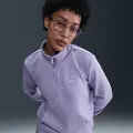 Nike Sportswear Club Fleece-mock neck-top med grafik og 1/2 lynlås til kvinder - lilla