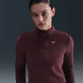 Nike Langærmet Nike Sportswear Phoenix Plush-fleeceoverdel med slank pasform og 1/2 lynlås til kvinder - rød