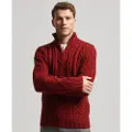 Superdry Superdrytil mænd. M6110527A Flettet strikket pullover med halv lynlås Vintage Jacob rød (S), Casual, Akryl