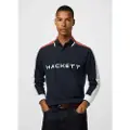 Hackett London Hackett Londontil mænd. HM5500008 Multi navy polo shirt (S), Casual, Sport, Bomuld, Lange ærmer, Blå