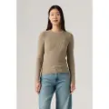 Levi's Levi'stil kvinder. A0719-0037 Taupefarvet ribtrøje (S), Casual, Bomuld, Lange ærmer, Gråt