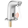 Vevor Berøringsfri håndvaskarmatur, automatisk bevægelsessensor toiletarmatur koldt vand med huldæksel, batteridrevet til 9,5 mm rør kommercielt toilet, forkromet sølv G112M