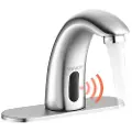 Vevor Berøringsfri håndvaskarmatur, automatisk bevægelsessensor toiletarmatur med hulplade, batteridrevet, justerbar temperatur til 9,5 mm rør kommercielt toilet, børstet nikkel sølv