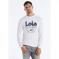 LOIS Jeans Lois Jeanstil mænd. 158323468 Bayley T-shirt hvid (M), Casual, Bomuld, Lange ærmer