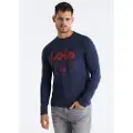 LOIS Jeans Lois Jeanstil mænd. 158323468 Bayley navy T-shirt (XL), Casual, Bomuld, Lange ærmer, Blå