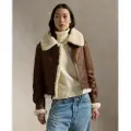Ralph Lauren Polo Ralph Laurentil kvinder. 211910038001 Brun Aviator-bomber i læder (L), Casual
