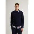 Woolrich Woolrichtil mænd. CFWOKN0278MRUF0469 Navy uldtrøje med rund hals (XL), Casual, Bomuld, Blå