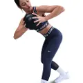 Nike Korte Nike Pro-leggings med mellemhøj talje og meshpanel til kvinder - blå