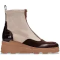 Hispanitas Hispanitastil kvinder. CHI243711 Ankelstøvler i beige læder med kile (39), 3-5 cm, Lynlås, Casual
