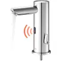 Vevor Berøringsfri håndvaskarmatur, automatisk bevægelsessensor toiletarmatur, håndfri justerbar kold varm enkeltgrebs vandblander batteridrevet til 9,5 mm rør, børstet nikkel sølv