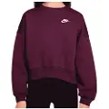 Nike Sportswear Club Fleece-sweatshirt med firkantet pasform og rund hals til piger - rød