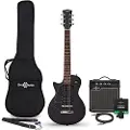 Gear4Music 3/4 New Jersey Left Handed Electric Guitar Black 10W Guitar Amp & Accessory Pack